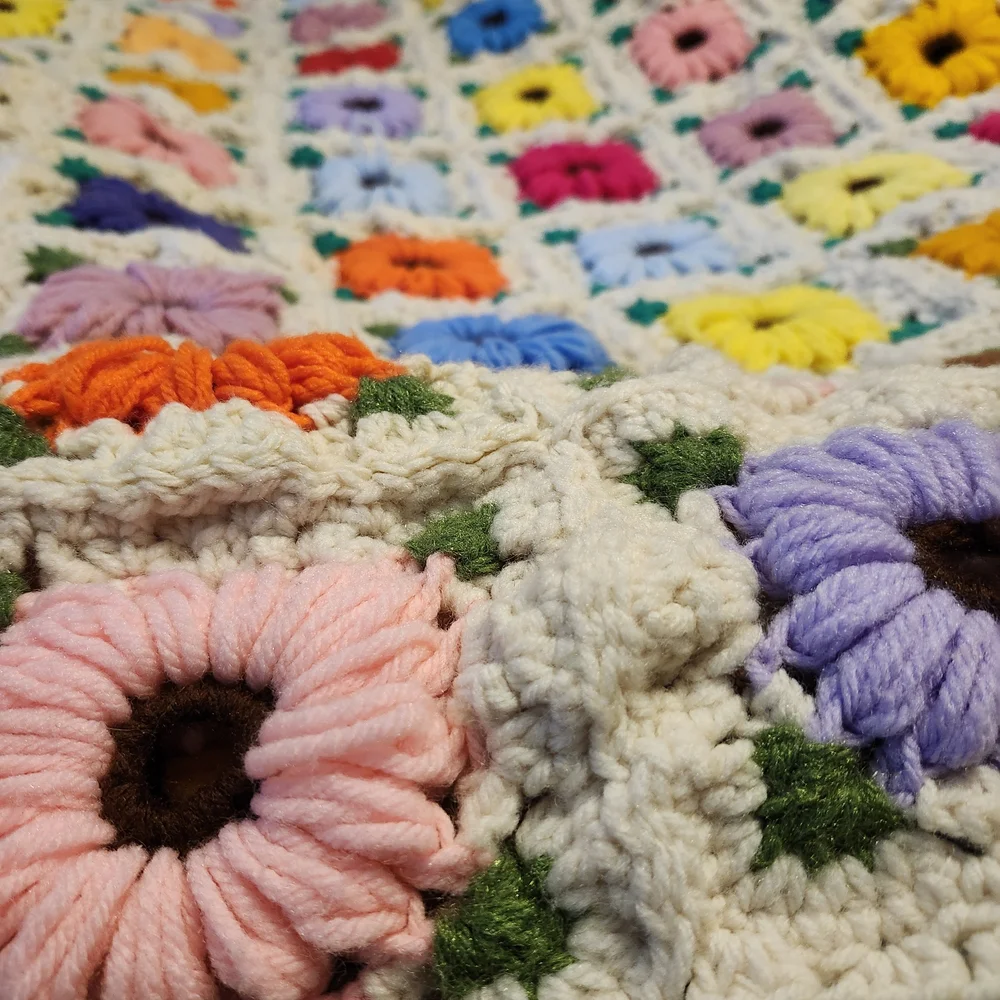 Colorful Floral Crochet Blanket